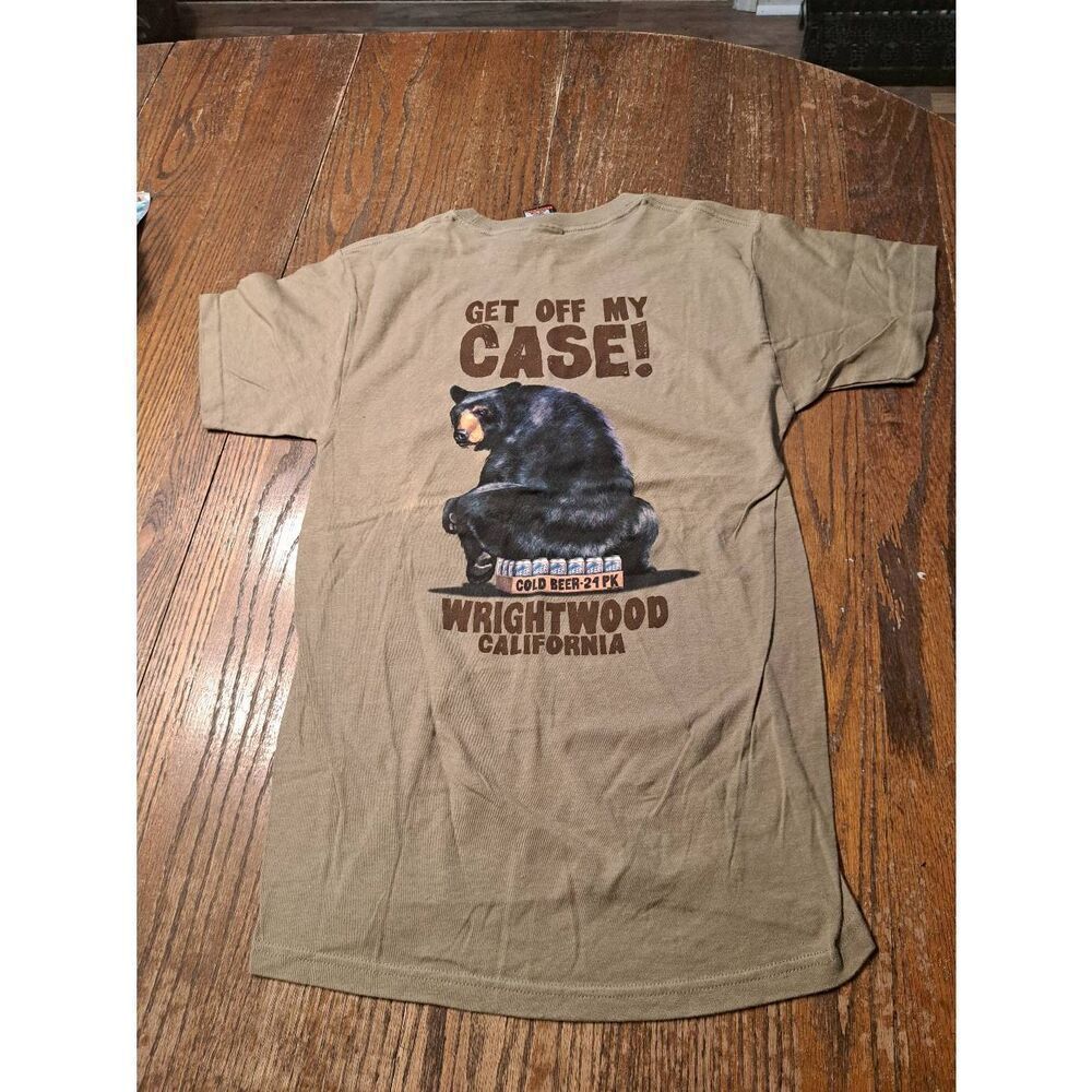 New DUCKCO Sz Small Novelty Bear Beer Tee T-Shirt Wrightwood CA Get Off My Case